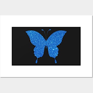 Blue Sky Faux Glitter Butterfly Posters and Art